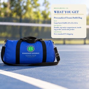 Personlig tennisväska, gymväska med klubbnamn, present till tennislaget, stor 23 tums weekendväska, present till spelare bild 6