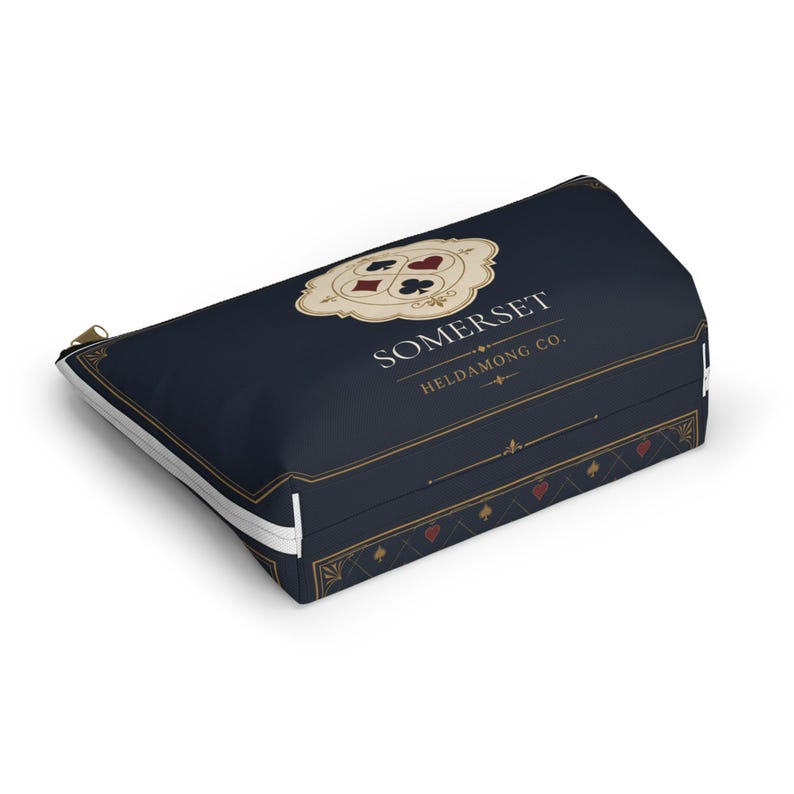 Pochette personnalisée pour accessoires de bridge, sac zippé bleu marine, cadeau personnalisé avec nom image 11