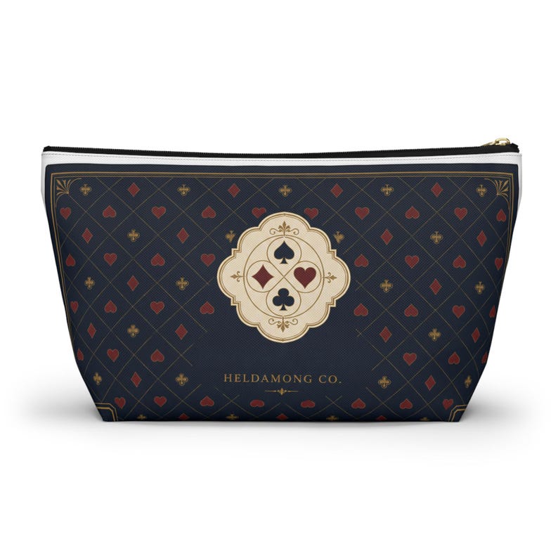 Pochette personnalisée pour accessoires de bridge, sac zippé bleu marine, cadeau personnalisé avec nom image 8
