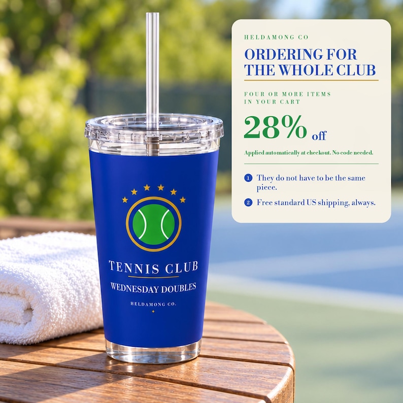 Personalized Tennis Tumbler with Straw, Custom Club Name 16 oz Acrylic Cup, Tennis Team Gift zdjęcie 5