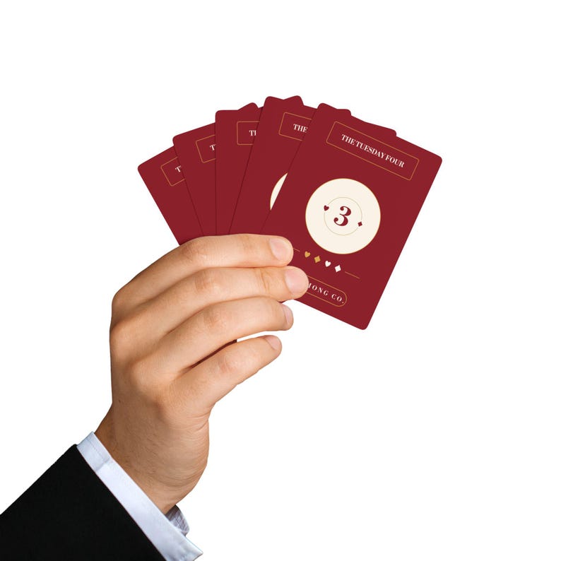 Personalized Canasta Deck, Custom Club Name, Oxblood Gold Detail (52 Cards) image 9