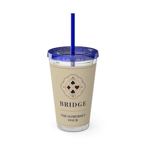 Personalized Bridge Club Tumbler, Custom Name 16 oz Acrylic Cup with Straw, Bridge Gifts image 5