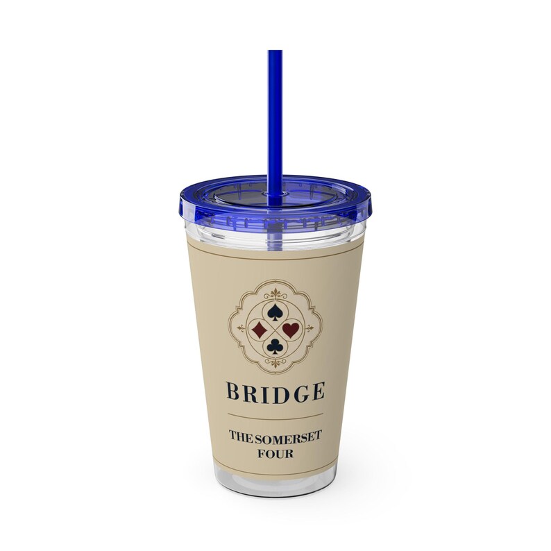 Personalized Bridge Club Tumbler, Custom Name 16 oz Acrylic Cup with Straw, Bridge Gifts image 5
