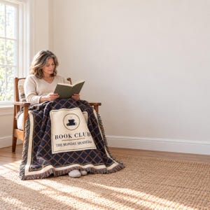 Personalized Book Club Blanket, Custom Club Name Woven Throw, Book Lover Gift Bild 2