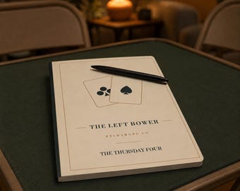 Cuaderno de puntuación de Euchre personalizado, nombre del club personalizado, regalo de Navidad para juegos de cartas