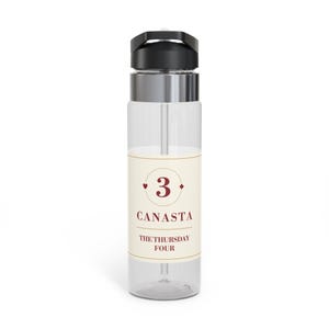 Personalized Canasta Water Bottle, Custom Club Name Christmas Gift, 20 oz Tritan image 2