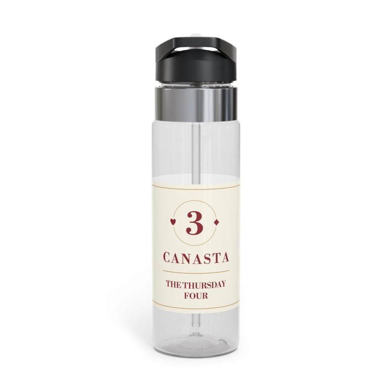 Personalized Canasta Water Bottle, Custom Club Name Christmas Gift, 20 oz Tritan image 2
