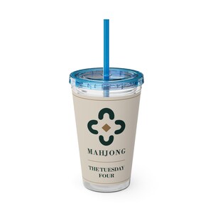 Personalized Mahjong Club Tumbler, Custom Name 16 oz Acrylic Cup with Straw, Mahjong Gifts image 4