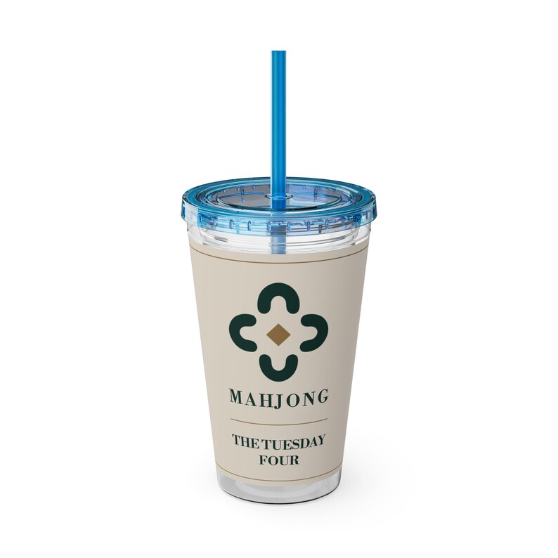 Personalized Mahjong Club Tumbler, Custom Name 16 oz Acrylic Cup with Straw, Mahjong Gifts image 4
