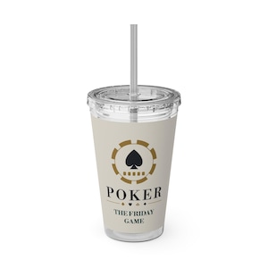 Personalized Poker Tumbler with Straw, Custom Club Name 16 oz Acrylic Cup, Poker Gifts Bild 2