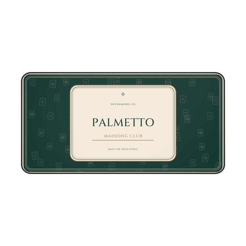 Forest Green Mahjong Desk Mat, Palmetto Neoprene Extended Mouse Pad, 16 x 32 image 2