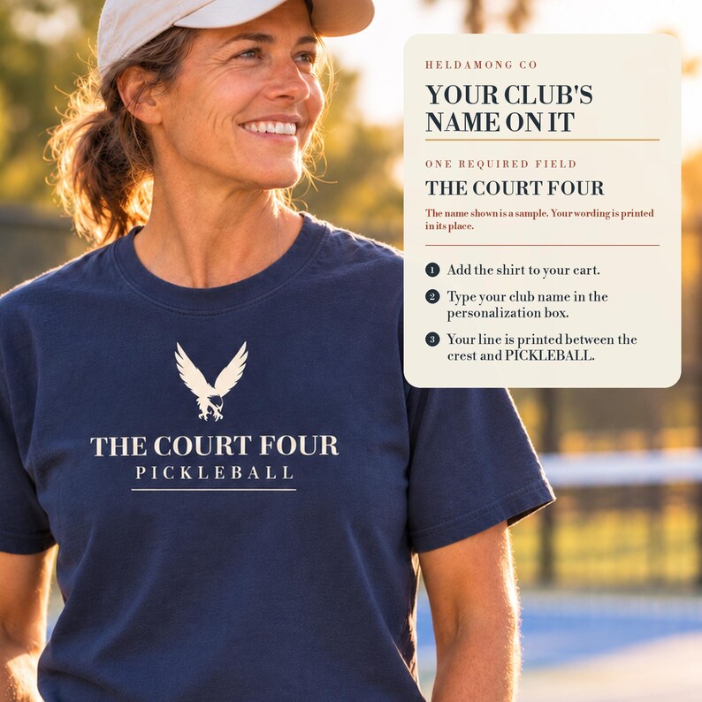Camiseta de pickleball personalizada, camiseta con el nombre del club personalizado, escudo del club Erne, regalo de pickleball Comfort Colors para jugadores. imagen 5