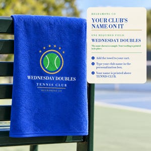 Personalisiertes Tennishandtuch, Rallye-Handtuch mit individuellem Vereinsnamen, Geschenk für Tennisteams, Vollfarbdruck 11x18 Bild 5