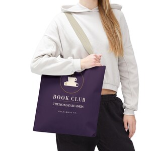 Bolsa de compras personalizada para clube do livro, com nome do clube personalizado, 40x40 cm, presente para amantes de livros. imagem 16