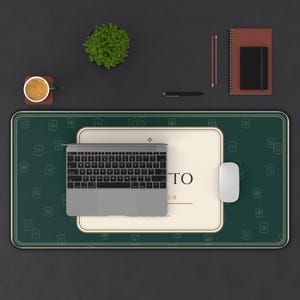Forest Green Mahjong Desk Mat, Palmetto Neoprene Extended Mouse Pad, 16 x 32 image 4