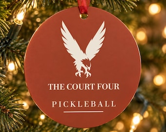 Personalized Pickleball Christmas Ornament, Custom Club Name, The Erne Club Crest, Gift for Pickleball Players