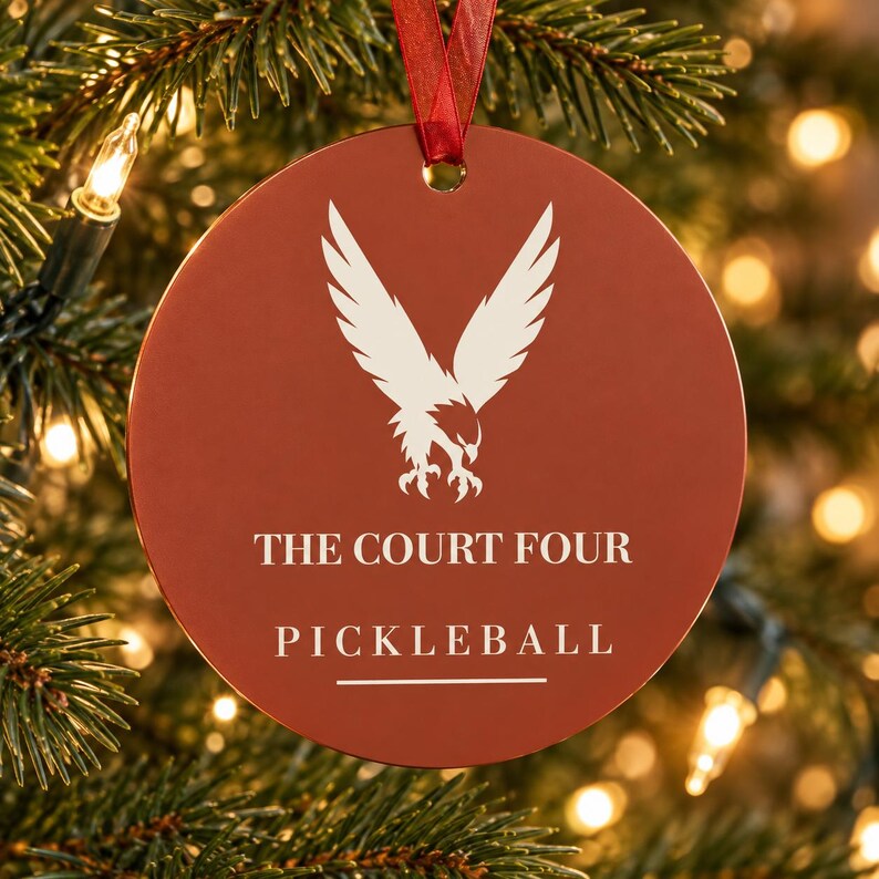 Personalized Pickleball Christmas Ornament, Custom Club Name, The Erne Club Crest, Gift for Pickleball Players image 1