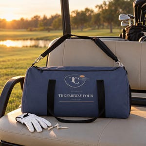 Personalized Golf Duffel Bag, Custom Club Name Weekender Bag, The Twilight Club Crest, Large 23 in Travel Gym Bag, Gift for Golfers image 1