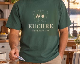Personalized Euchre Club Shirt, Custom Name Tee, Comfort Colors Card Game Gift