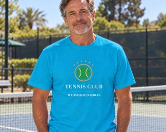 Personalisiertes Tennisclub-Shirt, T-Shirt mit individuellem Teamnamen, Tennisgeschenk (Comfort Colors)