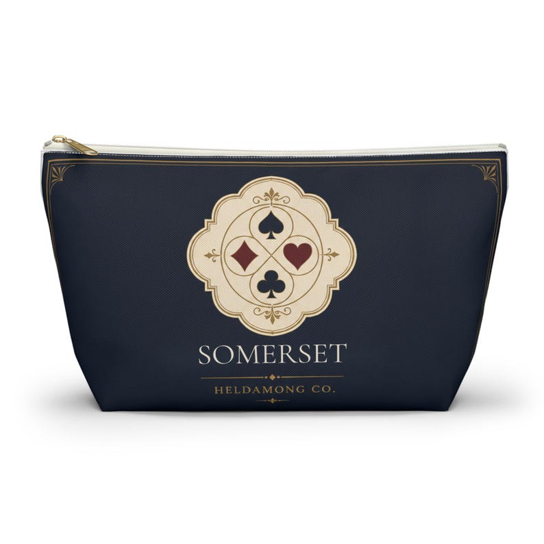 Pochette personnalisée pour accessoires de bridge, sac zippé bleu marine, cadeau personnalisé avec nom image 13