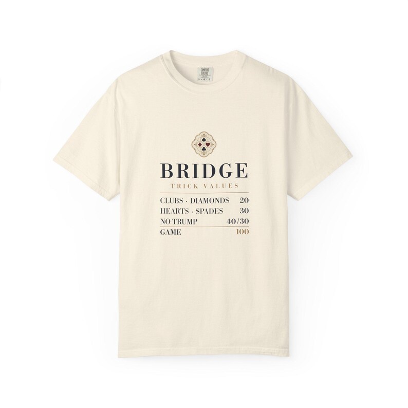 Bridge Trick Values Tee, Contract Card Game Shirt, Comfort Colors Christmas Gift image 2