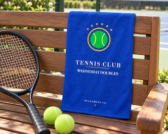 Gepersonaliseerde tennishanddoek, rallyhanddoek met clubnaam, cadeau voor tennisteam, full-color print 11x18