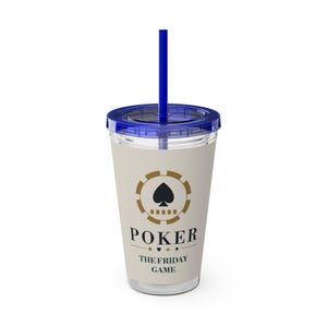 Personalized Poker Tumbler with Straw, Custom Club Name 16 oz Acrylic Cup, Poker Gifts Bild 5