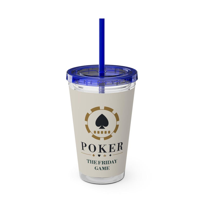 Personalized Poker Tumbler with Straw, Custom Club Name 16 oz Acrylic Cup, Poker Gifts Bild 5