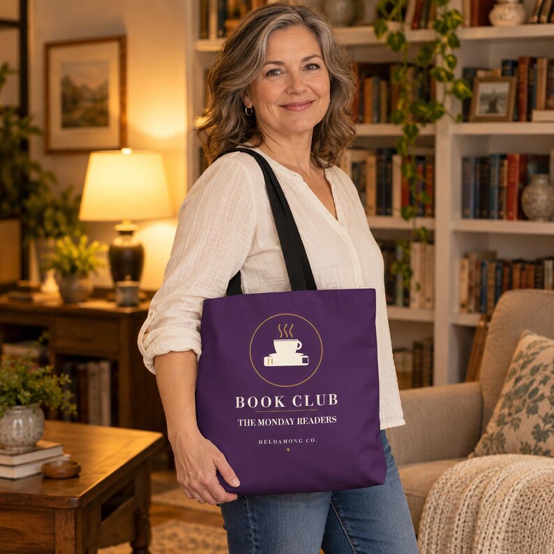 Bolsa de compras personalizada para clube do livro, com nome do clube personalizado, 40x40 cm, presente para amantes de livros. imagem 1