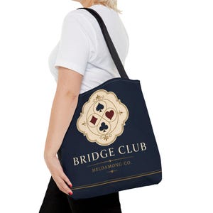 Bridge Club Tote Bag, Navy Four-Suit Crest, 16x16 Polyester Christmas Gift image 11