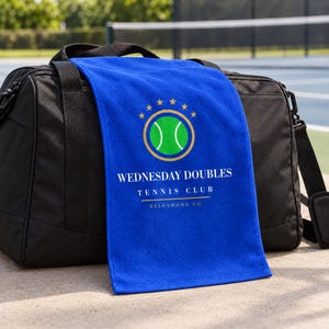 Personalisiertes Tennishandtuch, Rallye-Handtuch mit individuellem Vereinsnamen, Geschenk für Tennisteams, Vollfarbdruck 11x18 Bild 3