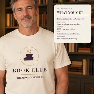 T-shirt personnalisé pour club de lecture, T-shirt avec nom personnalisé, Cadeau pour amoureux des livres (Couleurs confortables) image 6