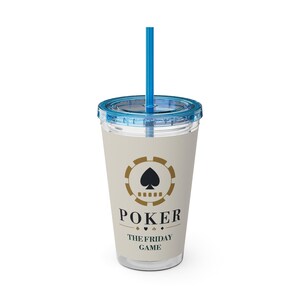 Personalized Poker Tumbler with Straw, Custom Club Name 16 oz Acrylic Cup, Poker Gifts Bild 4