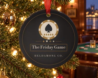 Personalized Poker Christmas Ornament, Custom Club Name Card Player Gift