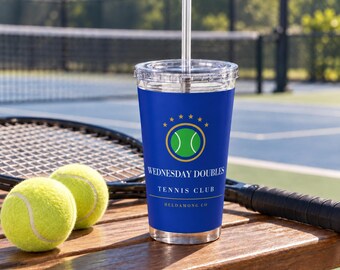 Personalized Tennis Tumbler with Straw, Custom Club Name 16 oz Acrylic Cup, Tennis Team Gift