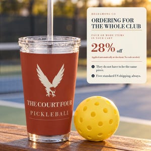 Personalized Pickleball Tumbler with Straw, Custom Club Name 16 oz Acrylic Cup, The Erne Club Crest, Gift for Players image 6