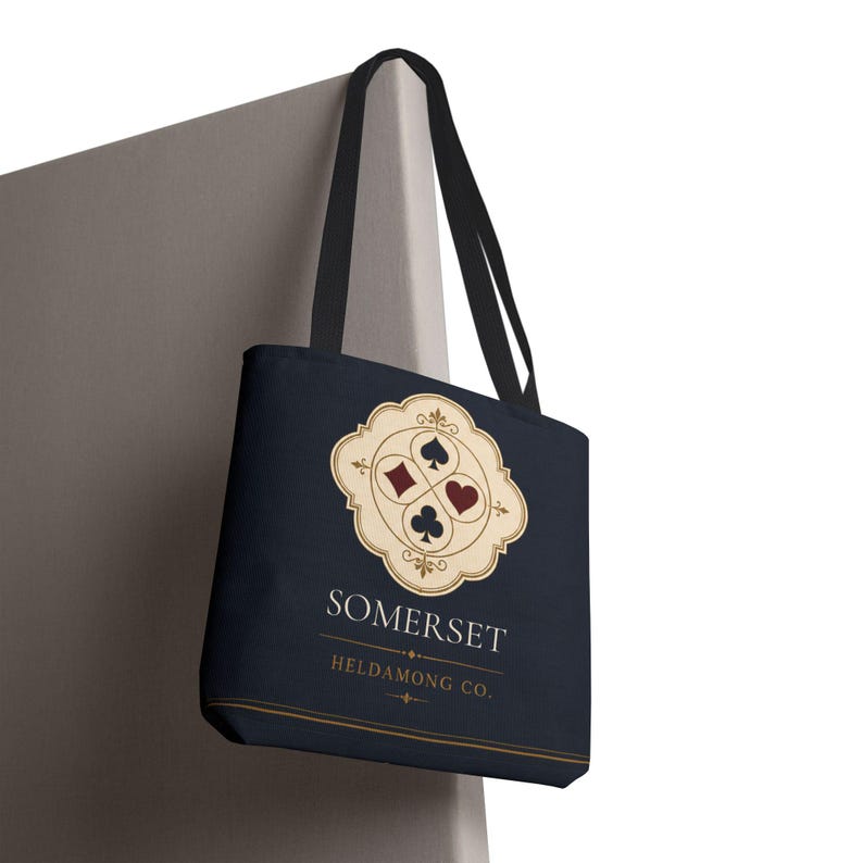 Personalized Bridge Club Tote Bag, Custom Name, 16x16 Navy Card Game Gift image 10