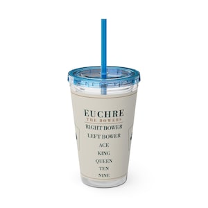 Euchre Trump Ranking Tumbler, 16 oz Acrylic Cup with Straw, Game Night Gift image 4