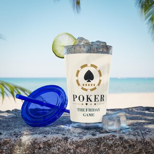 Personalized Poker Tumbler with Straw, Custom Club Name 16 oz Acrylic Cup, Poker Gifts Bild 9