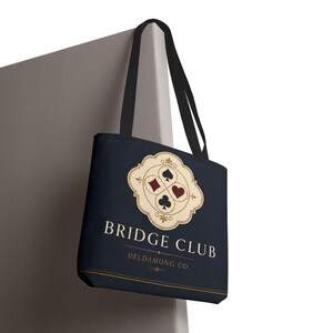 Bridge Club Tote Bag, Navy Four-Suit Crest, 16x16 Polyester Christmas Gift image 14