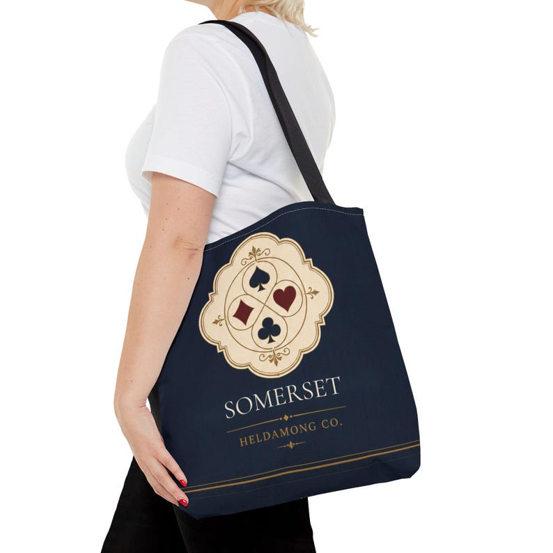 Personalized Bridge Club Tote Bag, Custom Name, 16x16 Navy Card Game Gift image 9