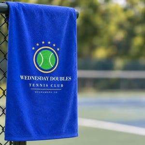 Personalisiertes Tennishandtuch, Rallye-Handtuch mit individuellem Vereinsnamen, Geschenk für Tennisteams, Vollfarbdruck 11x18 Bild 2