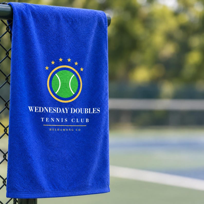 Personalisiertes Tennishandtuch, Rallye-Handtuch mit individuellem Vereinsnamen, Geschenk für Tennisteams, Vollfarbdruck 11x18 Bild 2