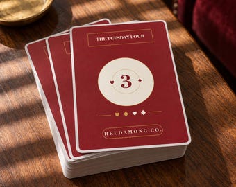 Personalized Canasta Deck, Custom Club Name, Oxblood Gold Detail (52 Cards)