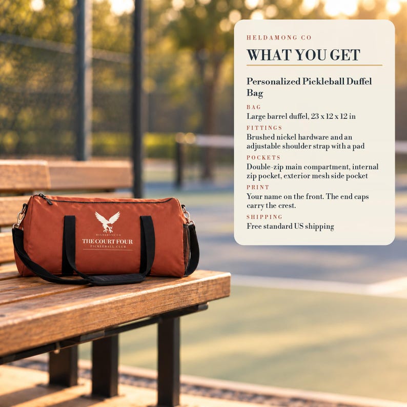Personalisierte Pickleball-Sporttasche, Sporttasche mit individuellem Vereinsnamen, Erne Club-Wappen, große 23-Zoll-Wochenend-Reisetasche, Geschenk für Spieler Bild 5