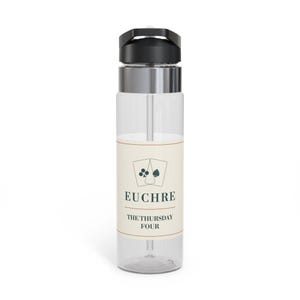 Personalized Euchre Water Bottle, Custom Club Name Christmas Gift, 20 oz Tritan image 2