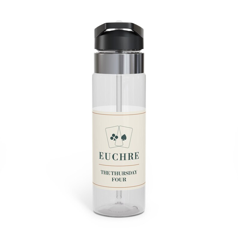 Personalized Euchre Water Bottle, Custom Club Name Christmas Gift, 20 oz Tritan image 2