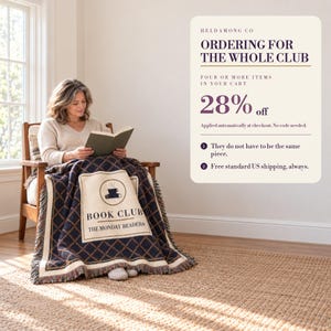 Personalized Book Club Blanket, Custom Club Name Woven Throw, Book Lover Gift Bild 5
