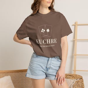 Personalized Euchre Club Shirt, Custom Name Tee, Comfort Colors Card Game Gift image 5